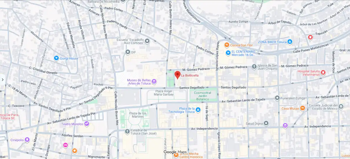 Mapa de ubicación de La Botticella, España 404, Barrio de Zopilocalco Sur, Toluca